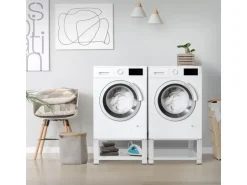 ML-Design Doppel Waschmaschinen Untergestell mit 2 Ablagen Weiß 128x54 cm Stahl