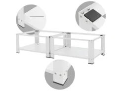 ML-Design Doppel Waschmaschinen Untergestell mit 2 Ablagen Weiß 128x54 cm Stahl