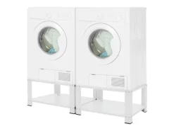 ML-Design Doppel Waschmaschinen Untergestell mit 2 Ablagen Weiß 128x54 cm Stahl