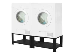 ML-Design Doppel Waschmaschinen Untergestell 2 Ablagen Schwarz 128x54 cm Stahl