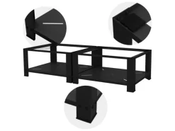 ML-Design Doppel Waschmaschinen Untergestell 2 Ablagen Schwarz 128x54 cm Stahl