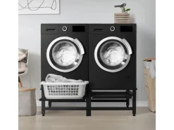 ML-Design Doppel Waschmaschinen Untergestell mit 2 Ausziehbaren Ablagen Schwarz