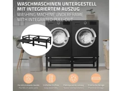 ML-Design Doppel Waschmaschinen Untergestell mit 2 Ausziehbaren Ablagen Schwarz