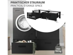 ML-Design Doppel Waschmaschinen Untergestell Schubladen Schwarz 128x53,5x31,5cm