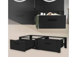 ML-Design Doppel Waschmaschinen Untergestell Schubladen Schwarz 128x53,5x31,5cm
