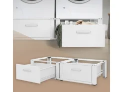 ML-Design Doppel Waschmaschinen Untergestell 2 Schubladen Weiß 128x53,5x31,5 cm