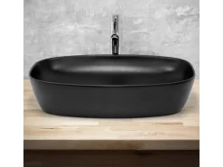 ML-Design Waschbecken aus Keramik Schwarz 605x385x140 mm Abgerundeten Ecken