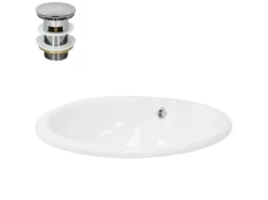 ML-Design Waschbecken Keramik Weiß Glänzend 49x40,5 cm Oval und Ablaufgarnitur