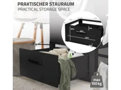 ML-Design Waschmaschinen Untergestell mit Schublade 63x54cm Stahl Schwarz 150kg
