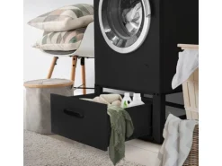 ML-Design Waschmaschinen Untergestell mit Schublade 63x54cm Stahl Schwarz 150kg