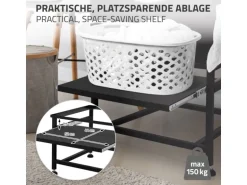 ML-Design Waschmaschinen Untergestell mit Ausziehbarer Ablage Schwarz aus Stahl