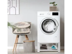 ML-Design Waschmaschinen Untergestell mit Ablage 63x54 cm Stahl Weiß bis 150kg