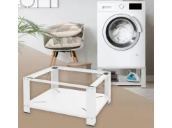 ML-Design Waschmaschinen Untergestell mit Ablage 63x54 cm Stahl Weiß bis 150kg