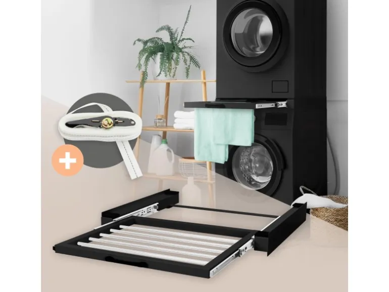 ML-Design Zwischenbaurahmen mit Wäscheleine Stahl 60,5x54,5cm Schwarz