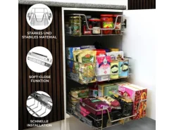 Monstershop 6 x Ausziehbare Küchenschublade  Für 50cm Breite Schränke