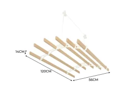Monstershop 1.2m Elfenbeinfarbener 6-Latten-Wäscheständer mit Deckenrollen