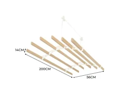 Monstershop 2m Elfenbeinfarbener 6-Latten-Wäscheständer mit Deckenrollen