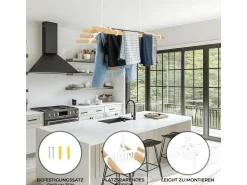 Monstershop 0.9m Weißfarbener 6-Latten-Wäscheständer mit Deckenrollen