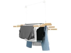 Monstershop 0.9m Weißfarbener 6-Latten-Wäscheständer mit Deckenrollen