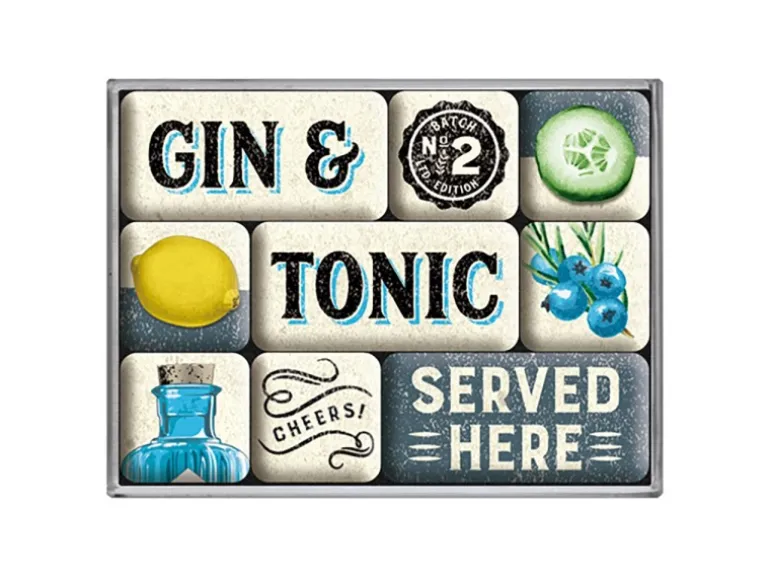 Nostalgic-Art Magnet-Set Gin & Tonic Served Here 9 Stück