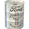 Nostalgic-Art Spardose Ölfass Ford Mustang - Horse&Stripes Logo Ø 9,3 x 11,7 cm
