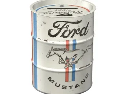 Nostalgic-Art Spardose Ölfass Ford Mustang - Horse&Stripes Logo Ø 9,3 x 11,7 cm