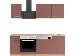 OPTIFIT Bari407 Küchenzeile 210 cm ohne E-Geräte Rostrot