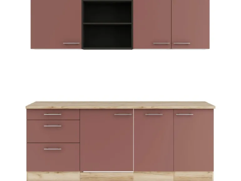 OPTIFIT Bari407 Küchenzeile 210 cm ohne E-Geräte Rostrot