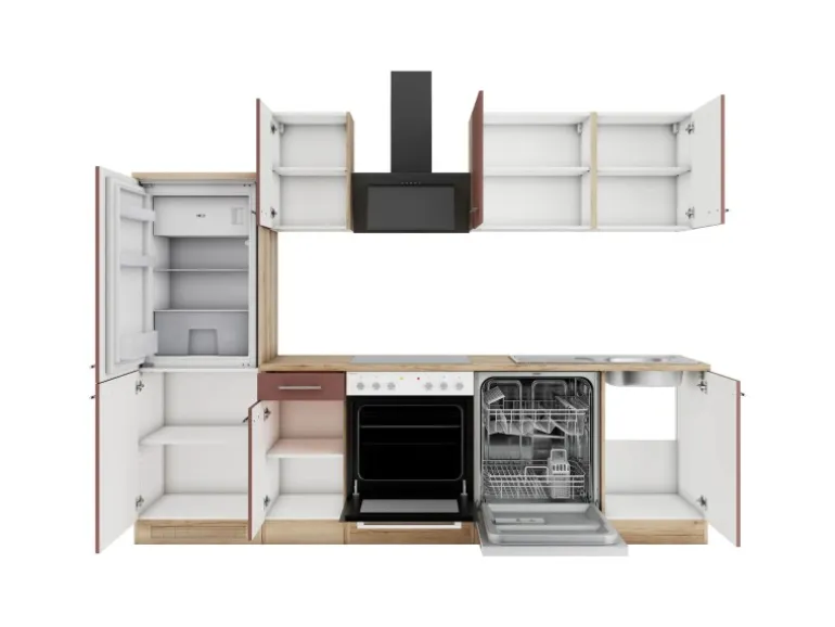 OPTIFIT Bari407 Küchenzeile 270 cm ohne E-Geräte Rostrot