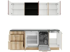 OPTIFIT Bari407/Livorno290 Küchenzeile 210 cm Rostrot / Wildeiche Nachbildung