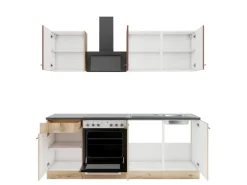 OPTIFIT Bari407/Livorno290 Küchenzeile 210 cm Rostrot / Wildeiche Nachbildung