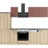 OPTIFIT Bari407/Livorno290 Küchenzeile 270 cm Rostrot / Wildeiche Nachbildung
