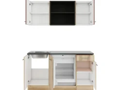 OPTIFIT Bari407/Livorno290 Miniküche 150 cm Rostrot / Wildeiche Nachbildung