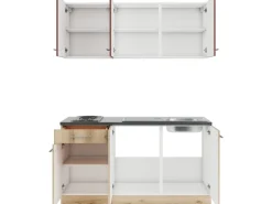 OPTIFIT Bari407/Livorno290 Miniküche 150 cm Rostrot / Wildeiche Nachbildung