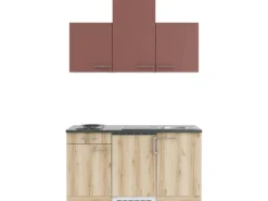 OPTIFIT Bari407/Livorno290 Miniküche 150 cm Rostrot / Wildeiche Nachbildung