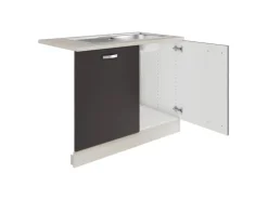 OPTIFIT Faro220 Küchen-Spülenschrank-Set Anthrazit