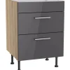 Optifit Küchen-Unterschrank für Kochfeld Jonte984 60 cm Anthrazit-Wildeiche