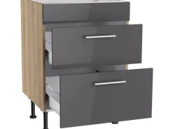 Optifit Küchen-Unterschrank für Kochfeld Jonte984 60 cm Anthrazit-Wildeiche