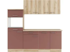 Optifit Küchenzeile KPLB 2181OE-9+ o. E-Geräte Wildeiche Nachb./Rostrot 210cm