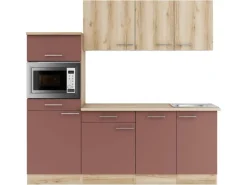 Optifit Küchenzeile KPLB 2181OE-9+ o. E-Geräte Wildeiche Nachb./Rostrot 210cm