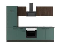 Optifit Küchenzeile KPRV2711OE-9+ Rim/Ver o. E-Ger. Rillen Nussb./Steingr. 270cm