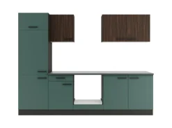 Optifit Küchenzeile KPRV2711OE-9+ Rim/Ver o. E-Ger. Rillen Nussb./Steingr. 270cm