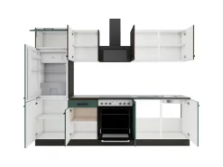 Optifit Küchenzeile KPRV2711OE-9+ Rim/Ver o. E-Ger. Rillen Nussb./Steingr. 270cm