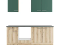 Optifit Küchenzeile KPSL 2136OE-9+ Sav/Li o. E-Ger. Steingr./Wildeiche Nb. 210cm