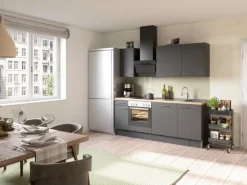 Optifit Küchenzeile Optikoncept Ingvar 210 cm Anthrazit