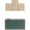 OPTIFIT Livorno290/Savona405 Miniküche 150 cm Wildeiche Nachbildung / Steingrün