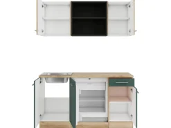 OPTIFIT Livorno290/Savona405 Miniküche 150 cm Wildeiche Nachbildung / Steingrün