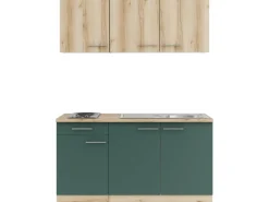 OPTIFIT Livorno290/Savona405 Miniküche 150 cm Wildeiche Nachbildung / Steingrün