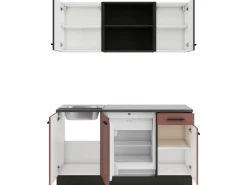 OPTIFIT Madrid420/Nizza407 Miniküche 150 cm Anthrazit / Rostrot