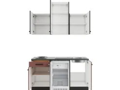 OPTIFIT Madrid420/Nizza407 Miniküche 150 cm Anthrazit / Rostrot